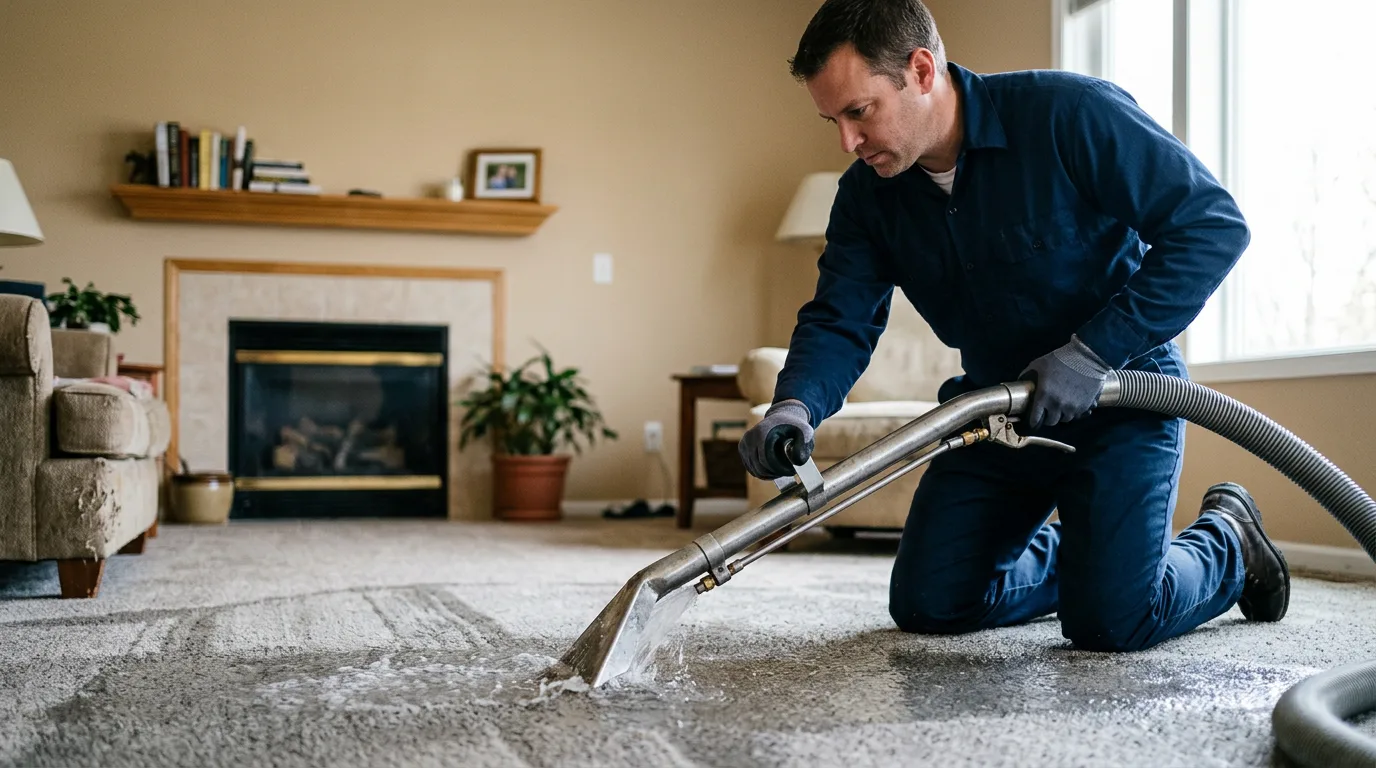 Water damage restoration technician working near Pinole, CA